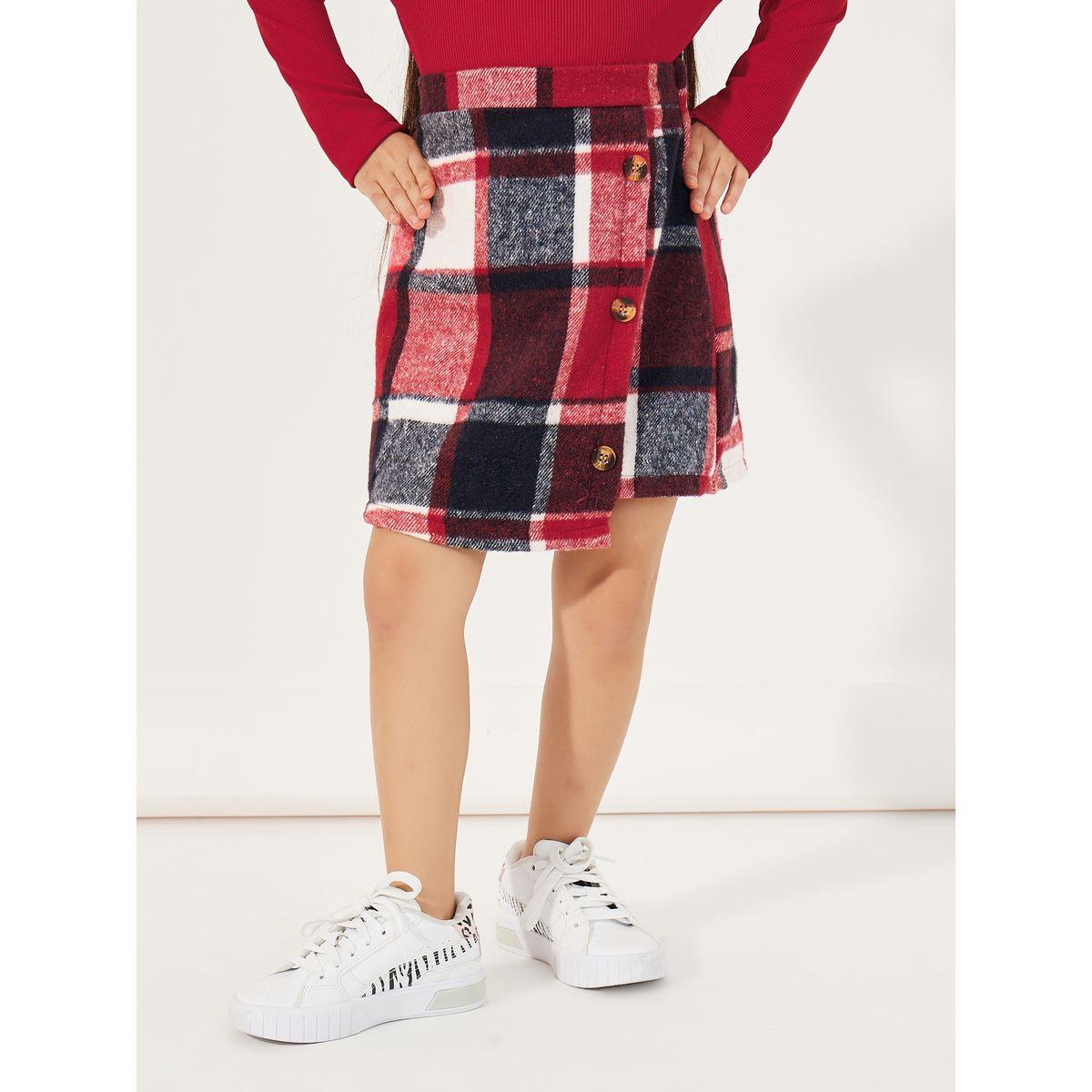 Styli Pack of 3 - Ribbed Knit Top, Checked Skirt & Hat-girls-clothing-setsandcoords-image-3