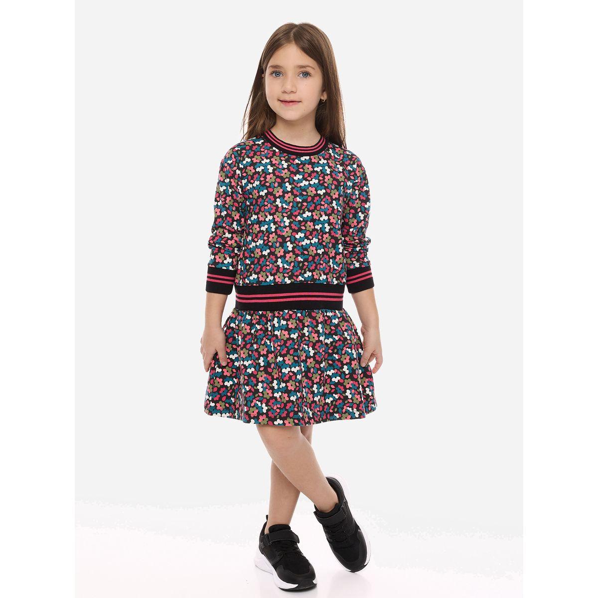 Victor and Jane X Styli  All-Over Floral Print Round Neck Knee Length Dress-girls-clothing-dressesandjumpsuits-image-1