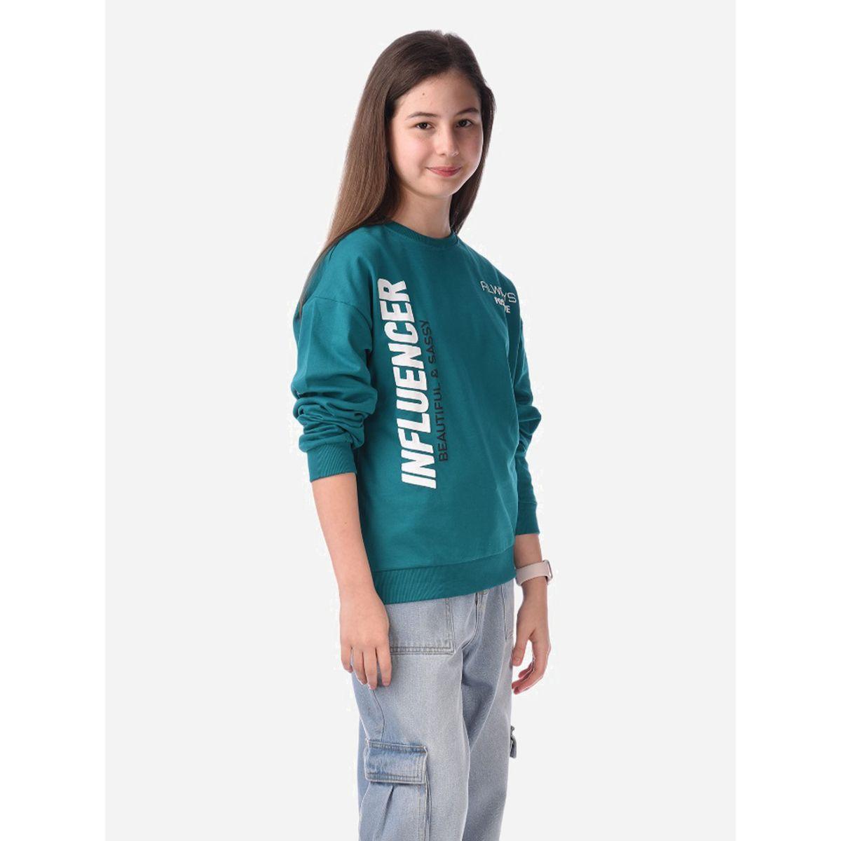 سويت شيرت بقصة عادية وطبعة كتابة فيكتور آند جين × ستايلي-girls-clothing-winterwear-sweatshirts-image-3