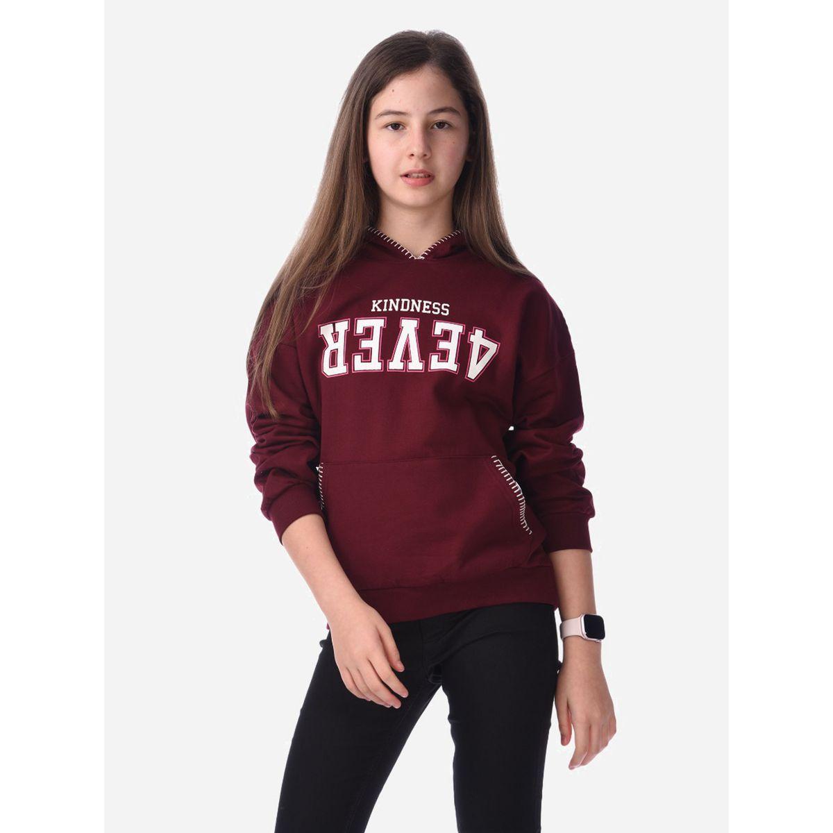 هودي مطبع بكتابة مع تفاصيل درزات فيكتور آند جين × ستايلي-girls-clothing-sweatshirts-image-1