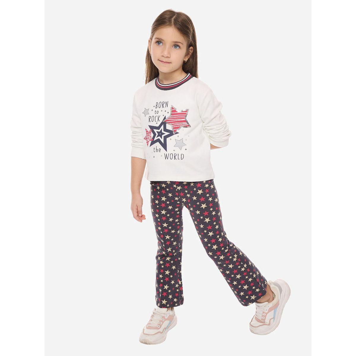 Victor and Jane X Styli  Graphic Print Sweatshirt & Stars Prints Flared Leggings Set-girls-clothing-setsandcoords-image-2