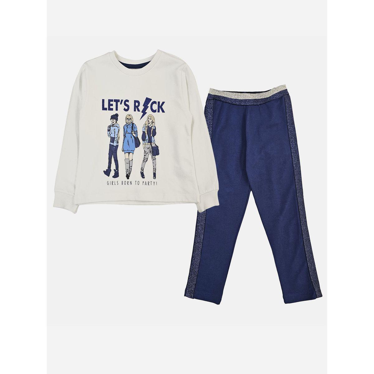 مجموعة من ليقنز وسويت شيرت بطبعة جرافيك فيكتور آند جين × ستايلي-girls-clothing-setsandcoords-image-1