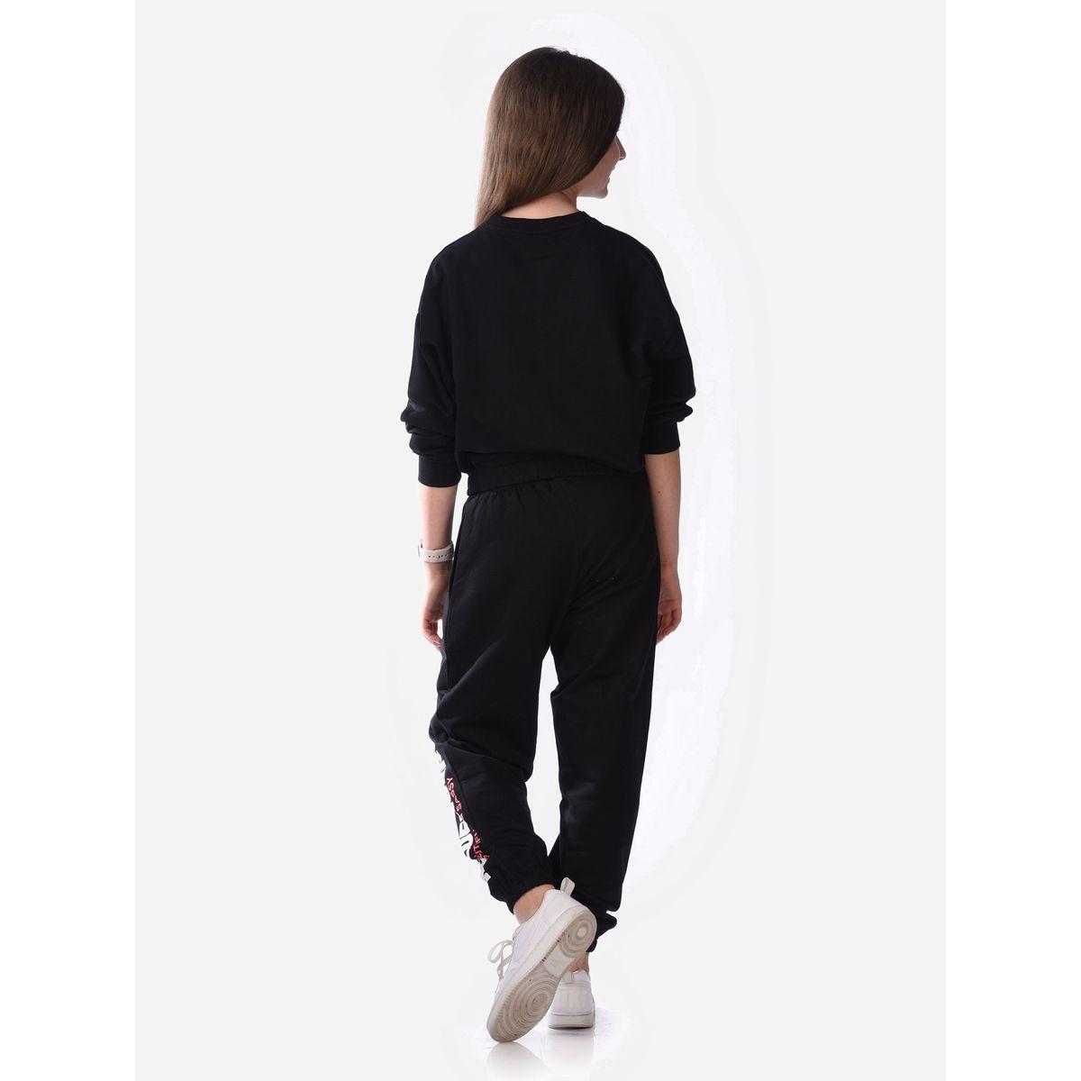 مجموعة من جوغر مع سويت شيرت بطبعة كتابة فيكتور آند جين × ستايلي-girls-clothing-setsandcoords-image-5