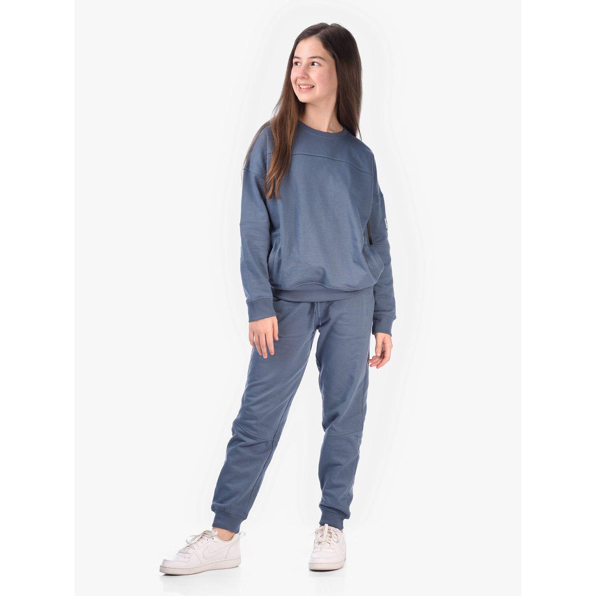مجموعة من جوغر مع سويت شيرت سادة بياقة دائرية فيكتور آند جين × ستايلي-girls-clothing-setsandcoords-image-1