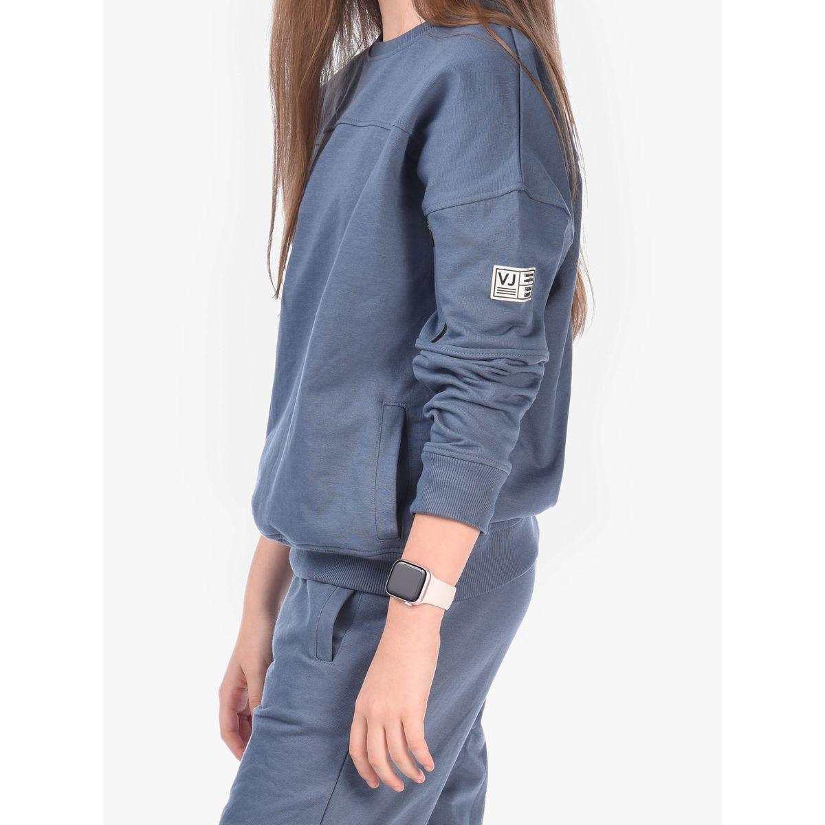 مجموعة من جوغر مع سويت شيرت سادة بياقة دائرية فيكتور آند جين × ستايلي-girls-clothing-setsandcoords-image-3