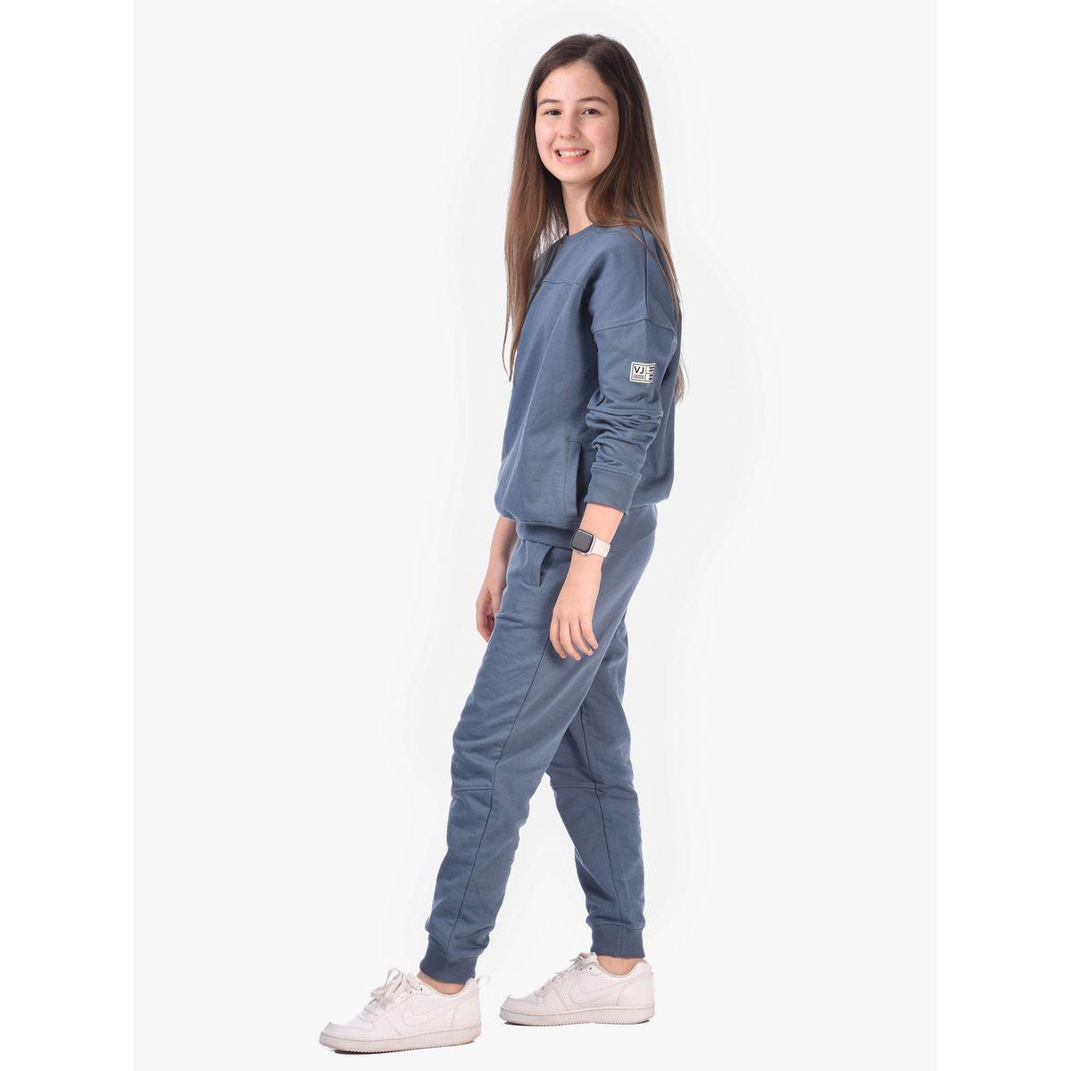 مجموعة من جوغر مع سويت شيرت سادة بياقة دائرية فيكتور آند جين × ستايلي-girls-clothing-setsandcoords-image-4