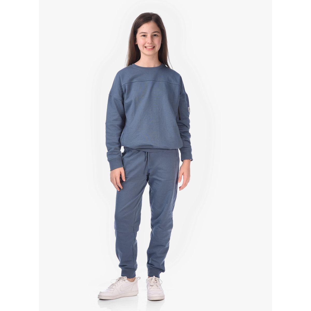 مجموعة من جوغر مع سويت شيرت سادة بياقة دائرية فيكتور آند جين × ستايلي-girls-clothing-setsandcoords-image-5
