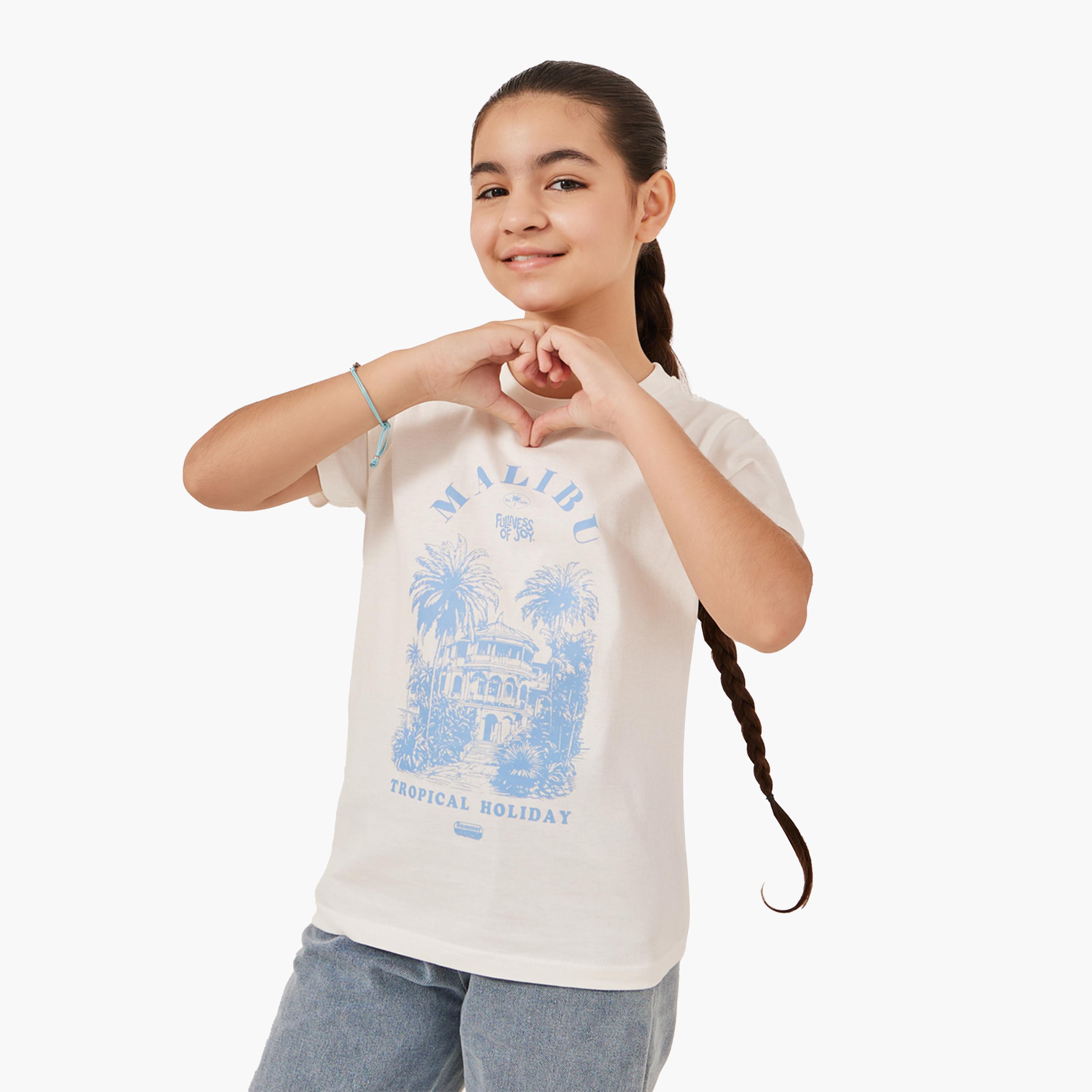 Styli Graphic Print Short Sleeve T-Shirt-girls-clothing-tshirts-image-1