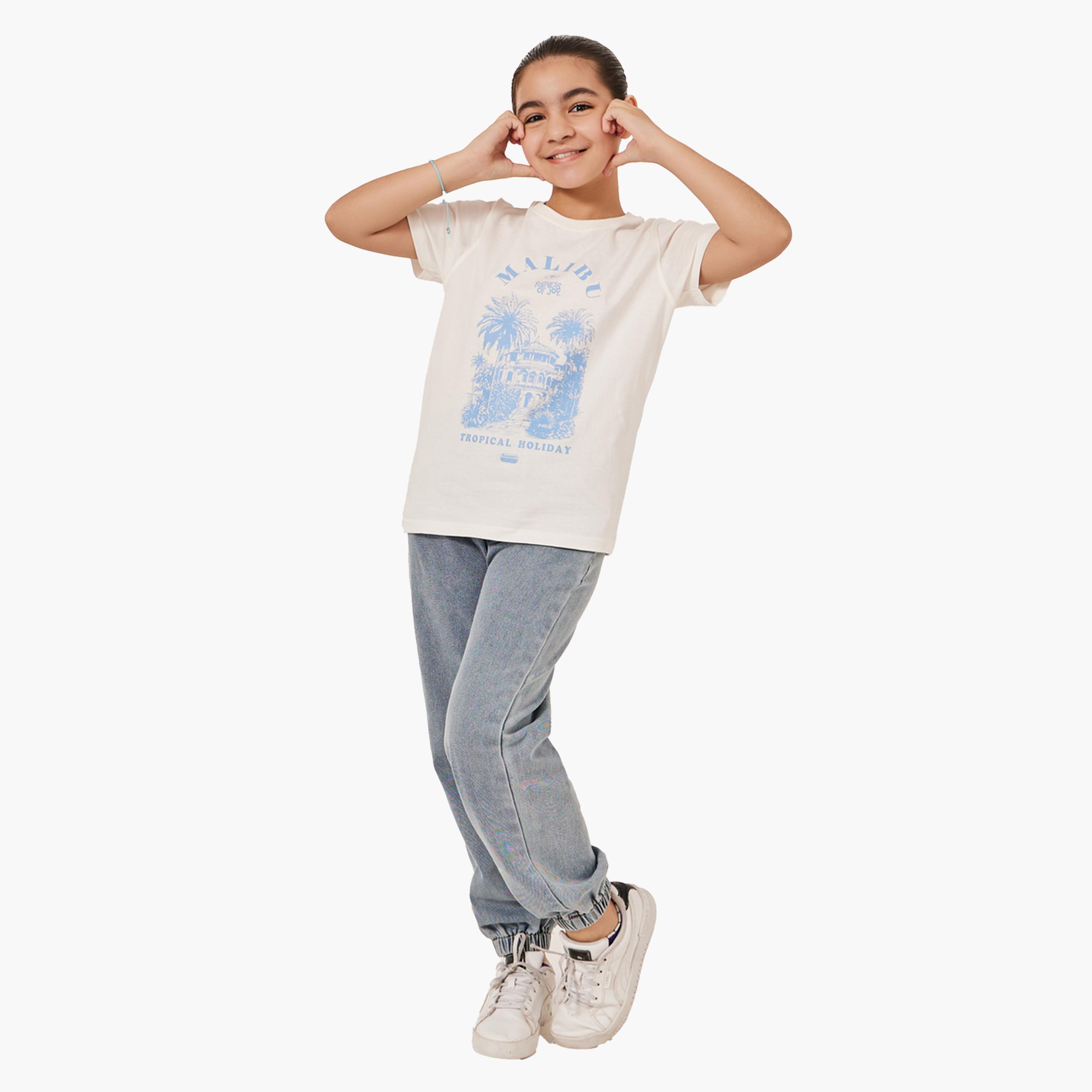 Styli Graphic Print Short Sleeve T-Shirt-girls-clothing-tshirts-image-2