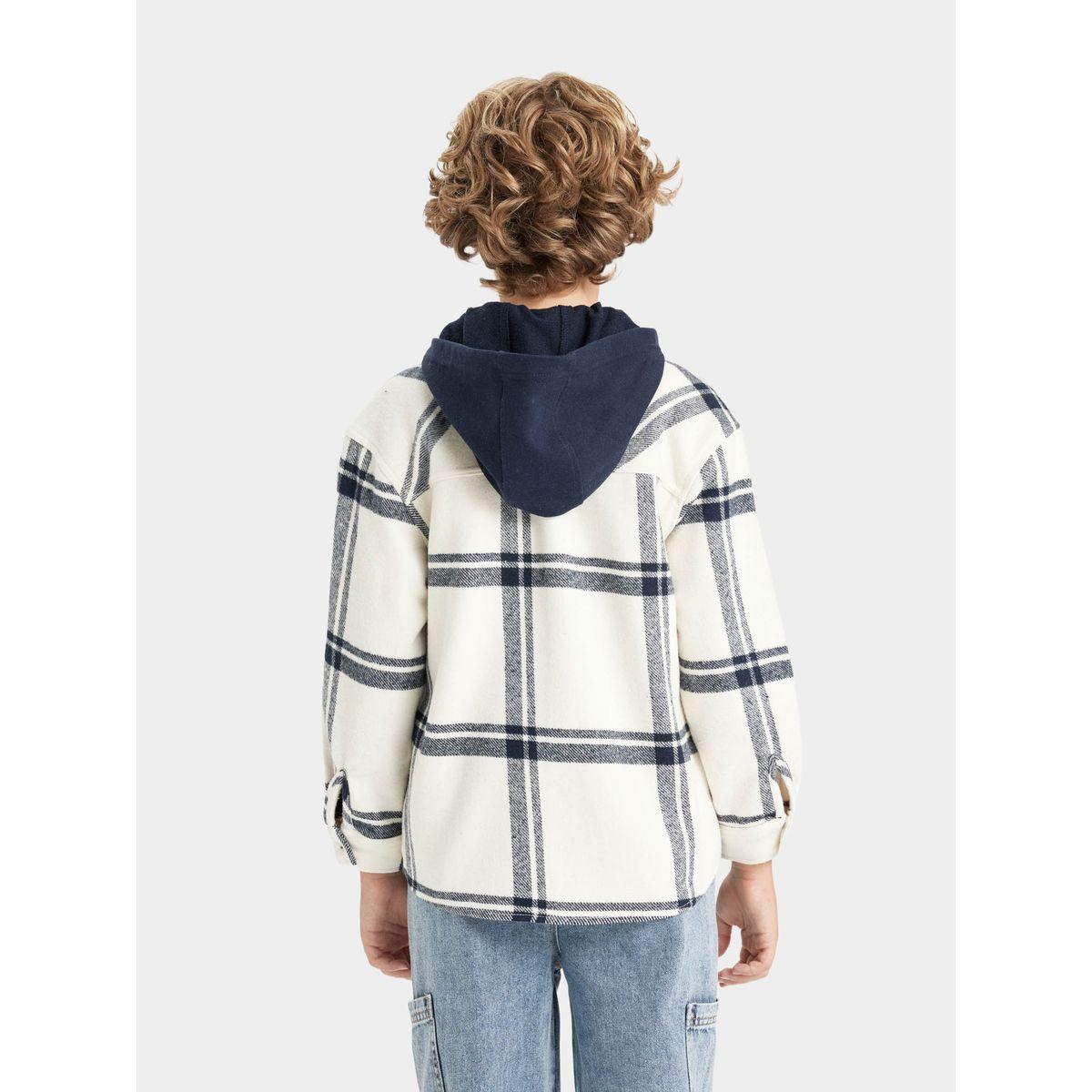 DeFacto X Styli  Oversized Checked Long Sleeve Hooded Shirt-boys-clothing-shirts-image-6