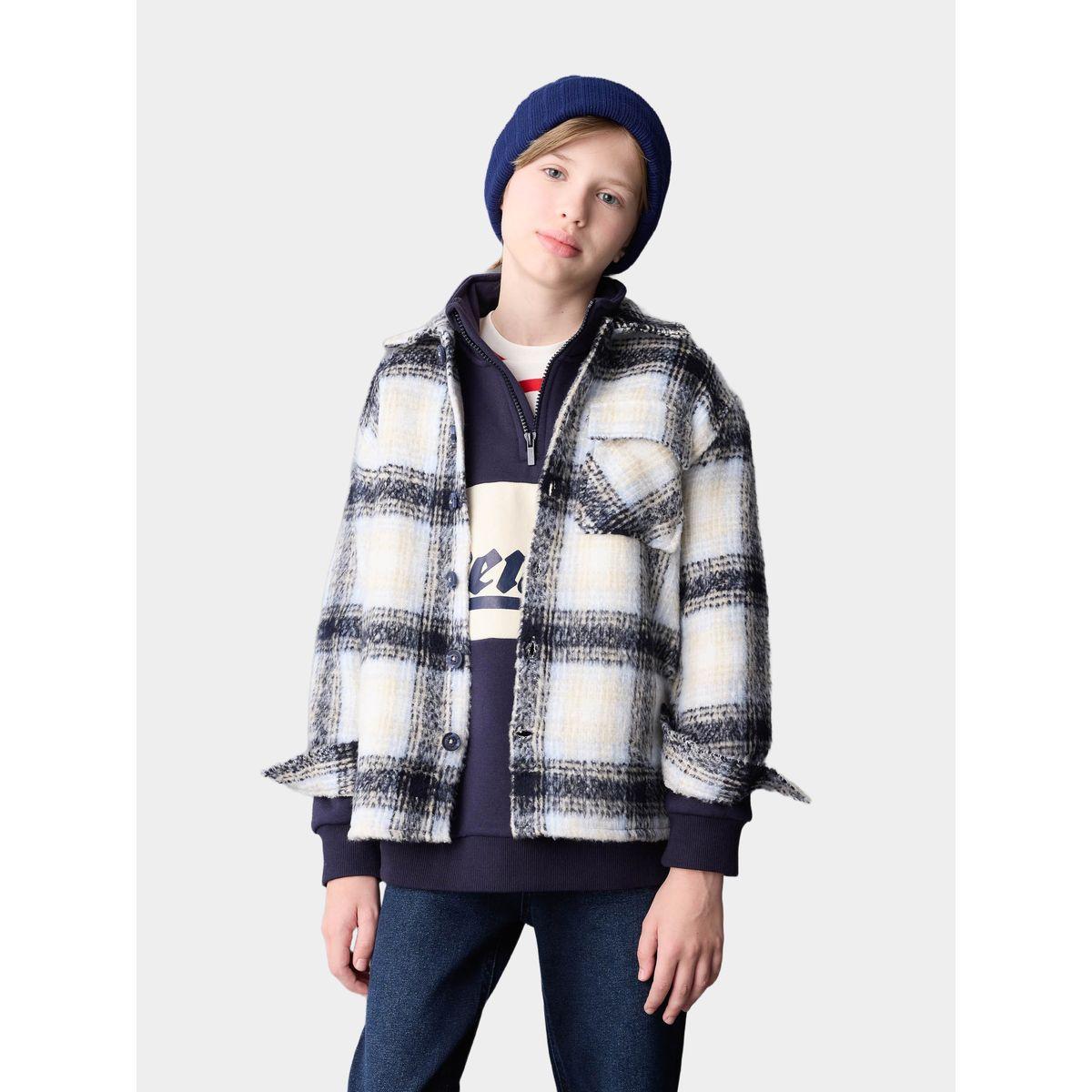 قميص فضفاض بطبعة مربعات وأكمام طويلة ديفاكتو × ستايلي-boys-clothing-shirts-image-1