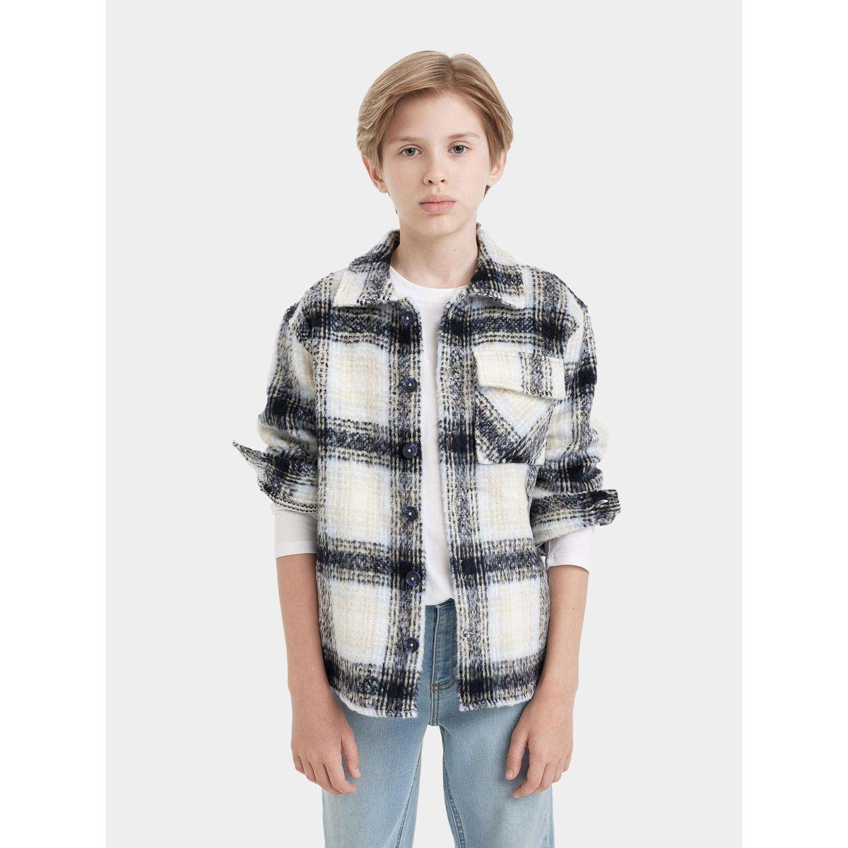 قميص فضفاض بطبعة مربعات وأكمام طويلة ديفاكتو × ستايلي-boys-clothing-shirts-image-2