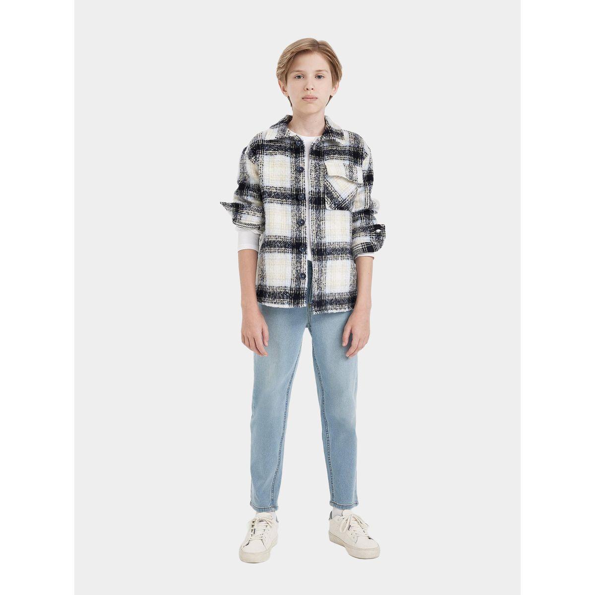 قميص فضفاض بطبعة مربعات وأكمام طويلة ديفاكتو × ستايلي-boys-clothing-shirts-image-4