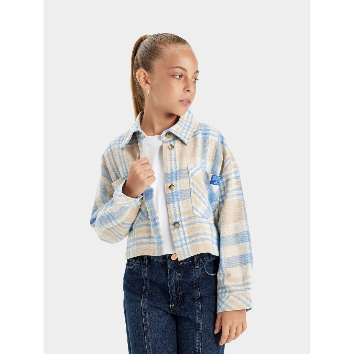 DeFacto X Styli  Checkered Button-Up Long-Sleeve Crop Shirt with Pockets-girls-clothing-blousesandshirts-image-5