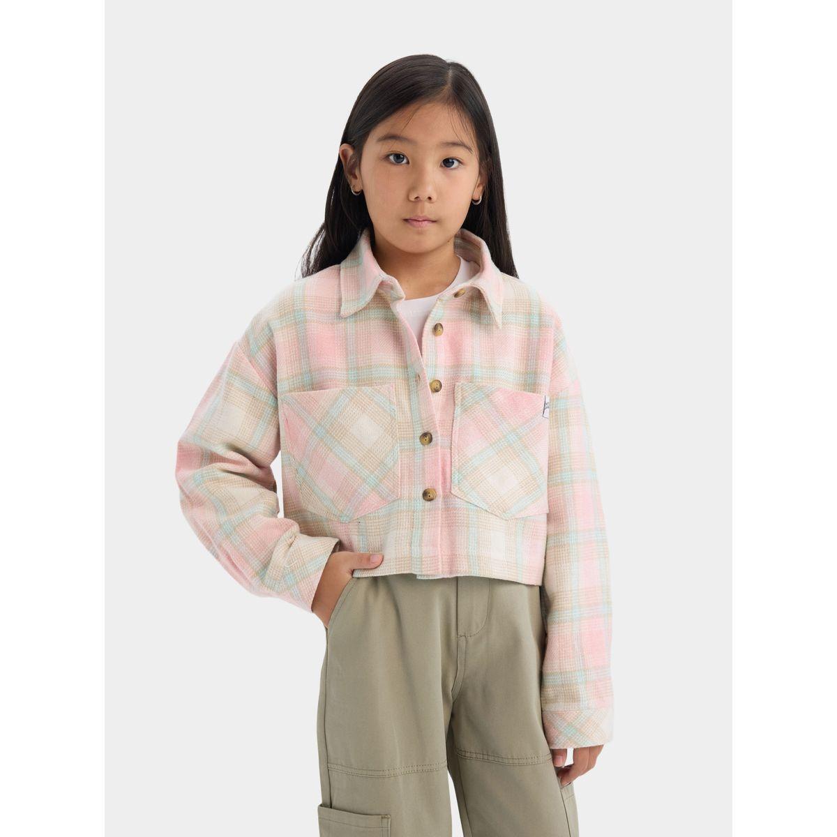 DeFacto X Styli  Checkered Button-Up Long-Sleeve Crop Shirt with Pockets-girls-clothing-blousesandshirts-image-1