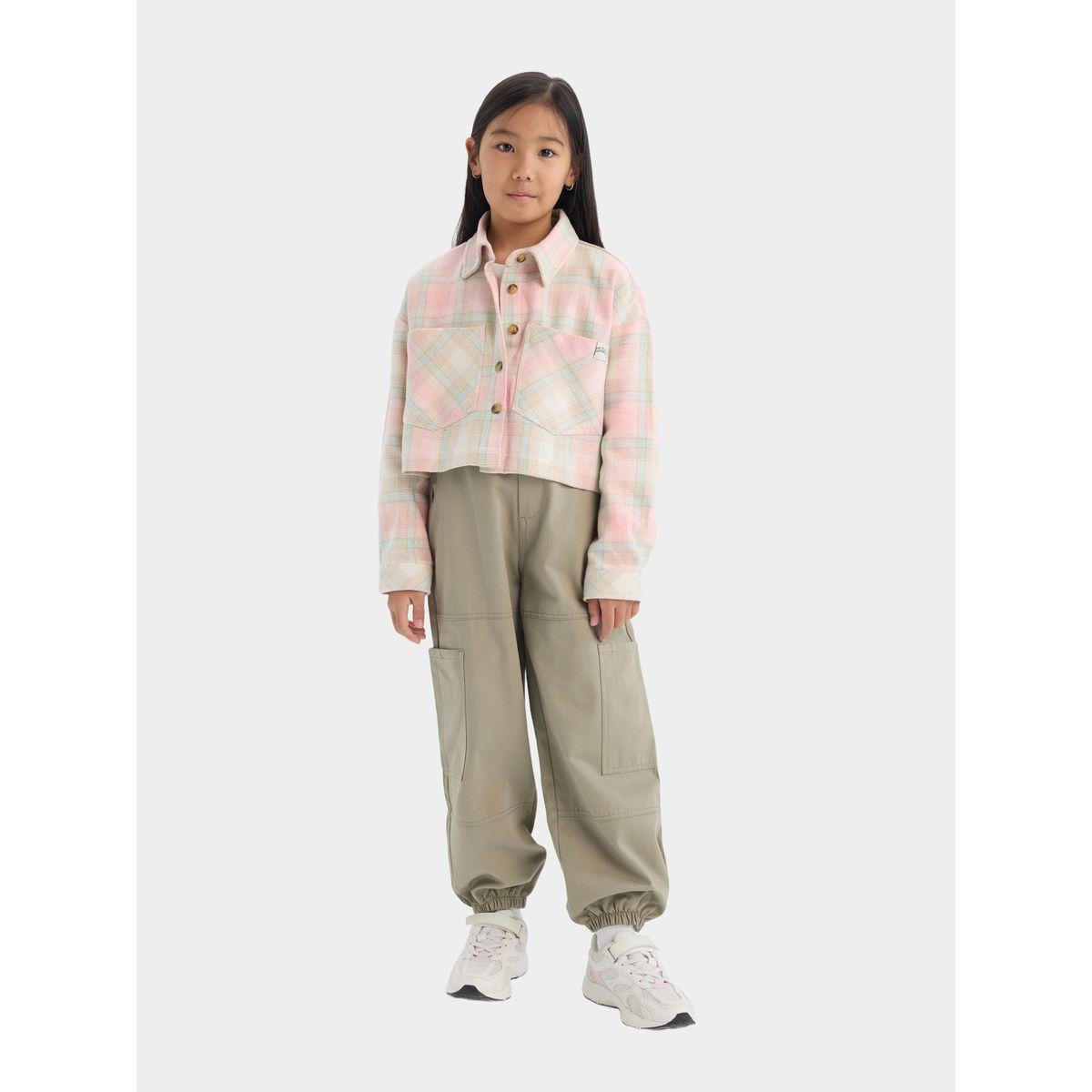 DeFacto X Styli  Checkered Button-Up Long-Sleeve Crop Shirt with Pockets-girls-clothing-blousesandshirts-image-3