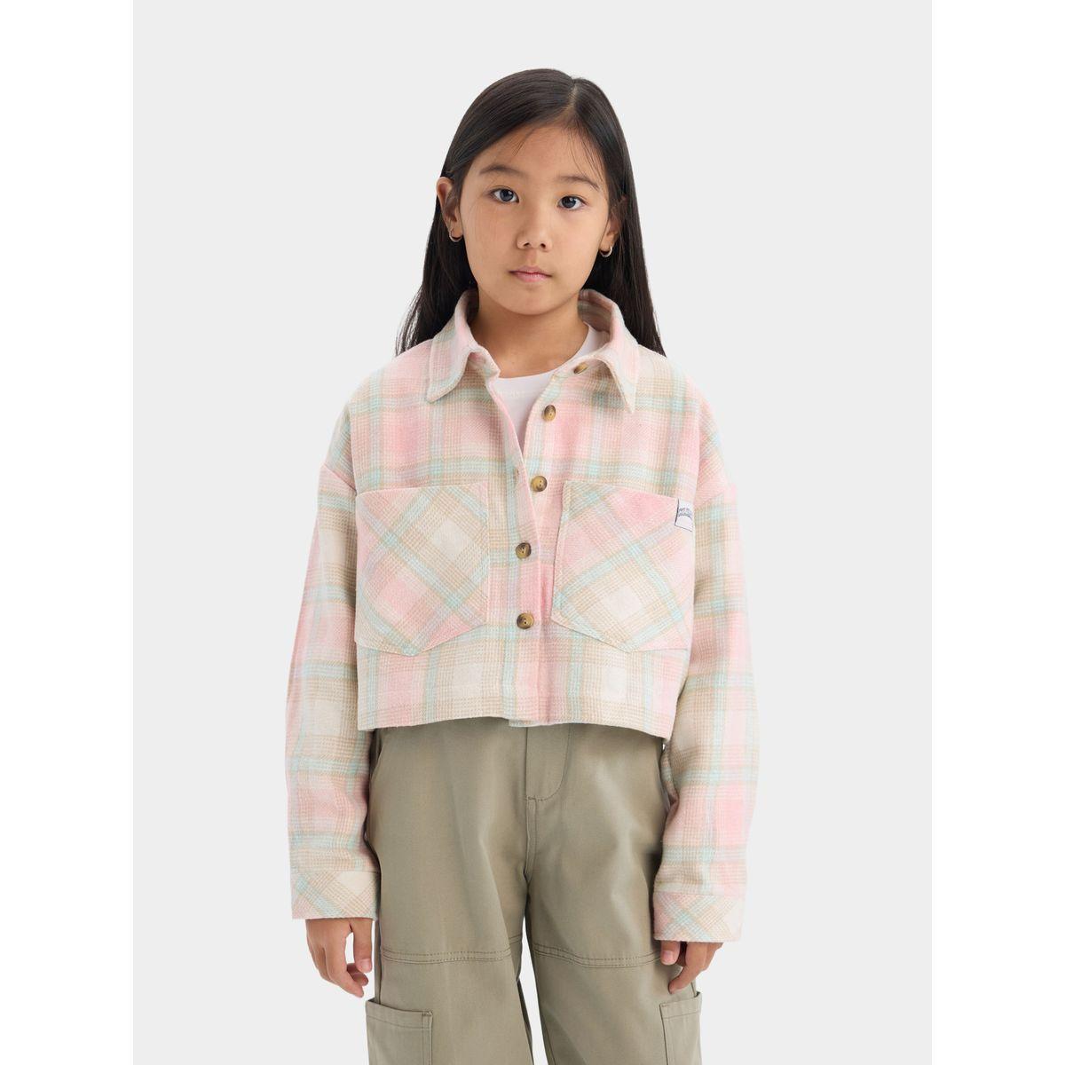 DeFacto X Styli  Checkered Button-Up Long-Sleeve Crop Shirt with Pockets-girls-clothing-blousesandshirts-image-6