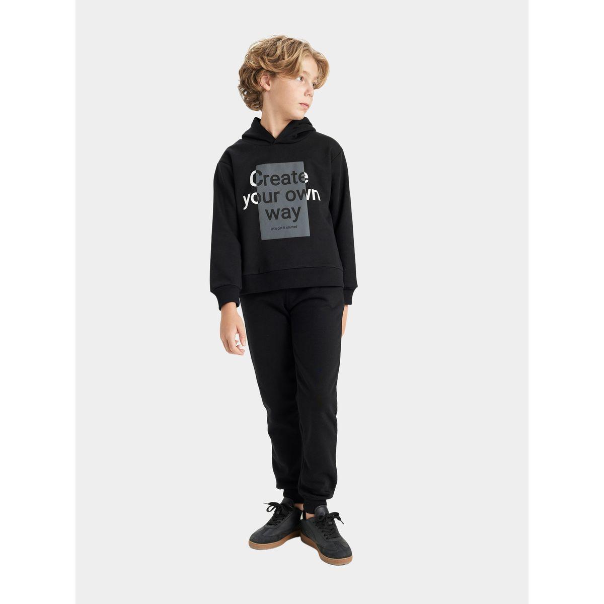 DeFacto X Styli  Graphic Print Hooded Sweatshirt & Relaxed Fit Joggers Set-boys-clothing-setsandcoords-image-6