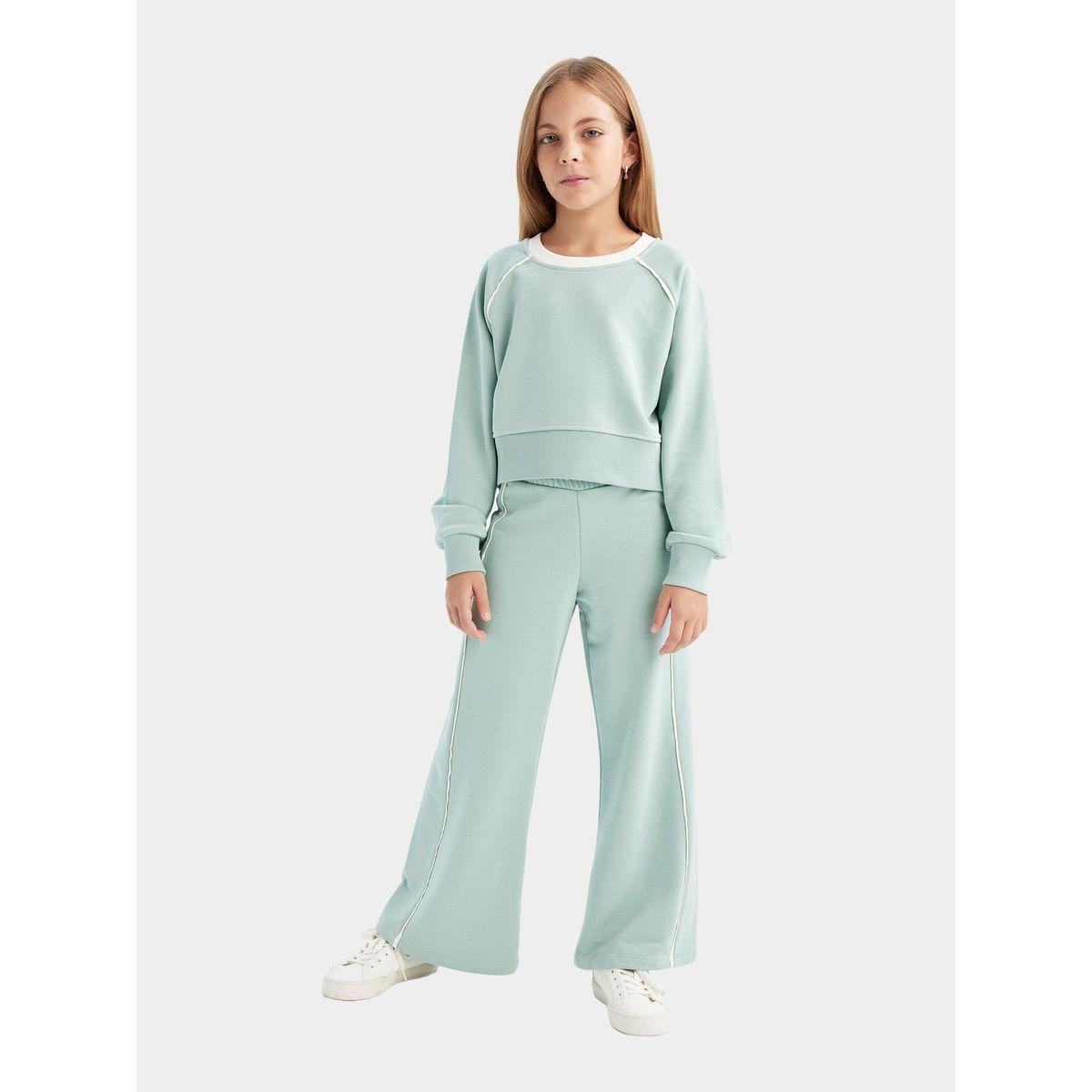 DeFacto X Styli  Solid Raglan Sleeve Sweatshirt & Wide Leg Joggers Set-girls-clothing-setsandcoords-image-1