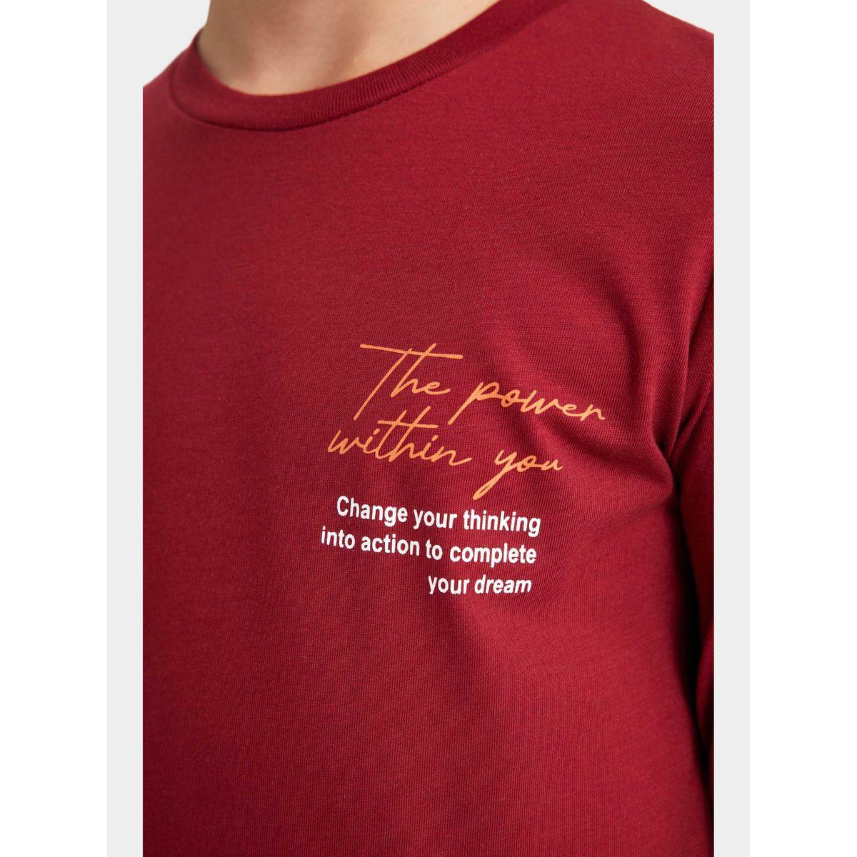 DeFacto X Styli  Slogan Print Long Sleeve T-Shirt & Printed Pyjama Set-boys-clothing-nightwear-image-2