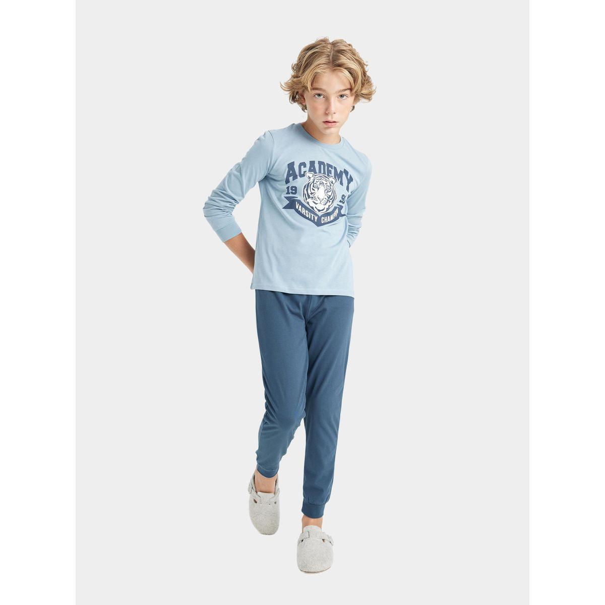 DeFacto X Styli  Graphic Print Long Sleeve T-Shirt & Pyjama Set-boys-clothing-nightwear-image-3