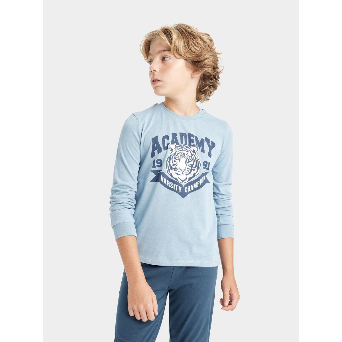 DeFacto X Styli  Graphic Print Long Sleeve T-Shirt & Pyjama Set-boys-clothing-nightwear-image-6