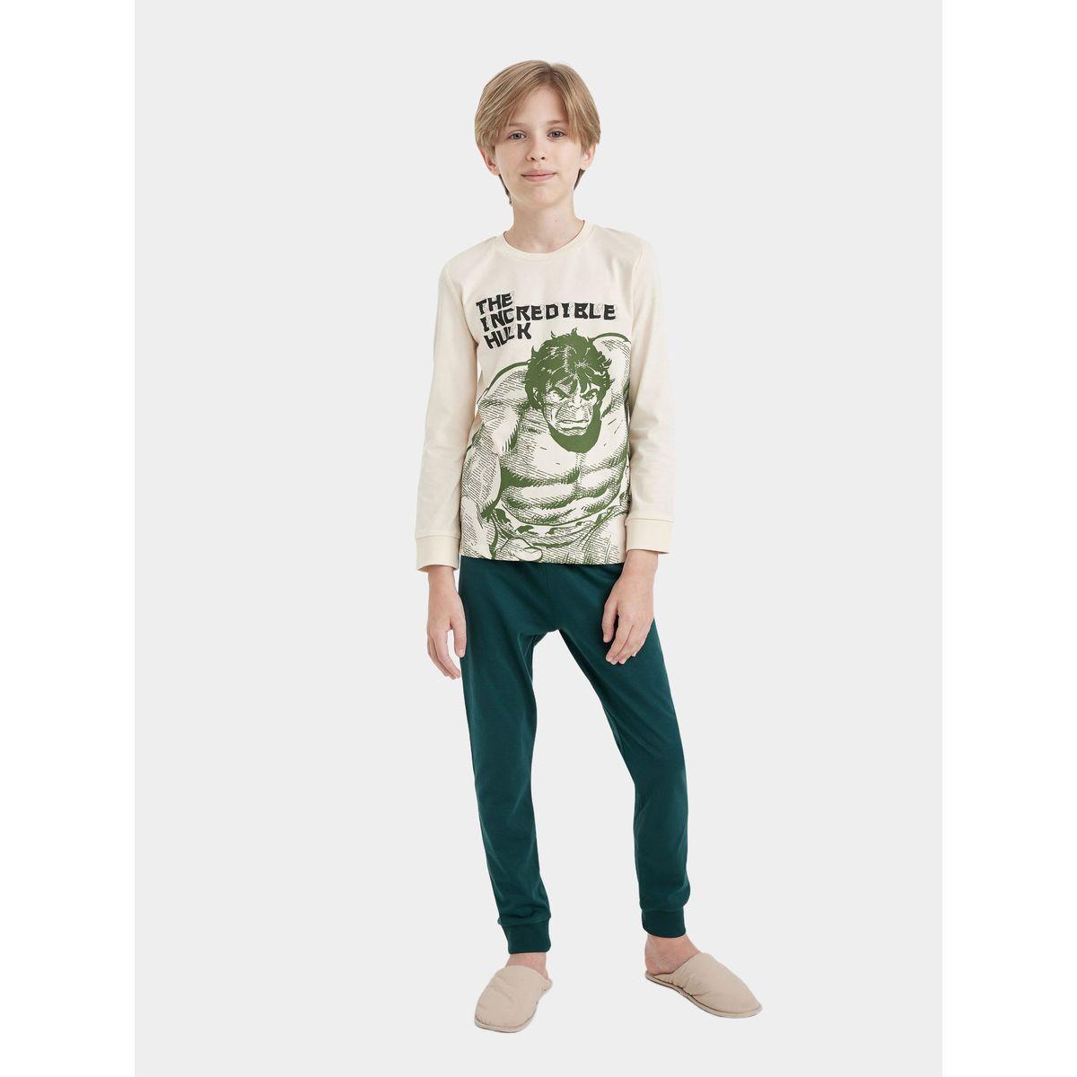 DeFacto X Styli  Marvel Graphic Print Long-Sleeve T-Shirt & Pyjama Set-boys-clothing-nightwear-image-1