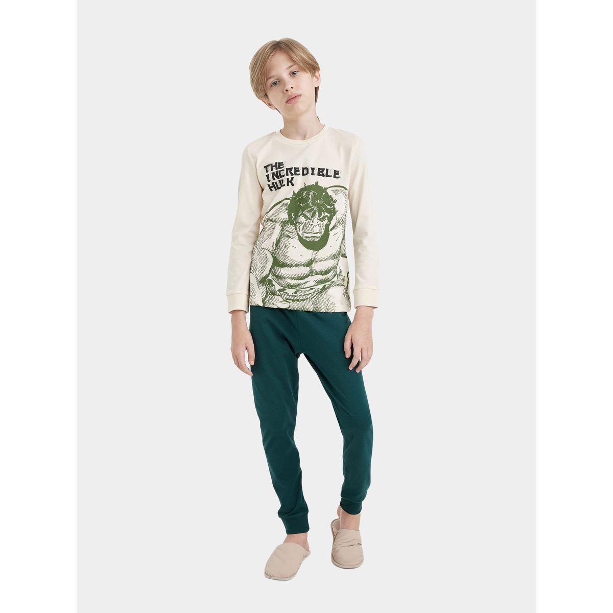 DeFacto X Styli  Marvel Graphic Print Long-Sleeve T-Shirt & Pyjama Set-boys-clothing-nightwear-image-5