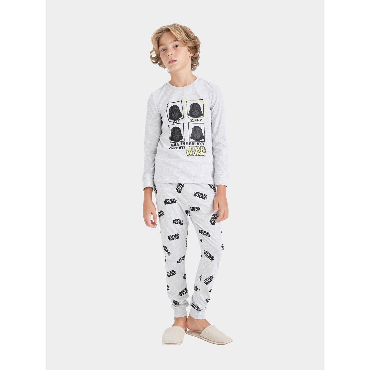DeFacto X Styli  Graphic Print Long Sleeve T-Shirt & Pyjama Set-boys-clothing-nightwear-image-1