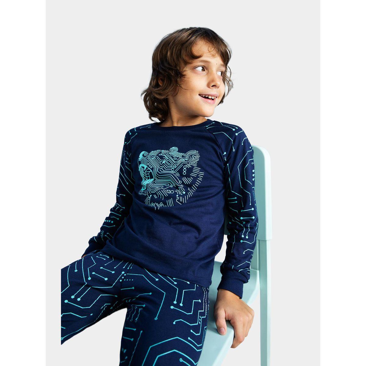 DeFacto X Styli  Graphic Print Cotton Long Sleeves T-Shirt & Pyjama Set-boys-clothing-nightwear-image-5
