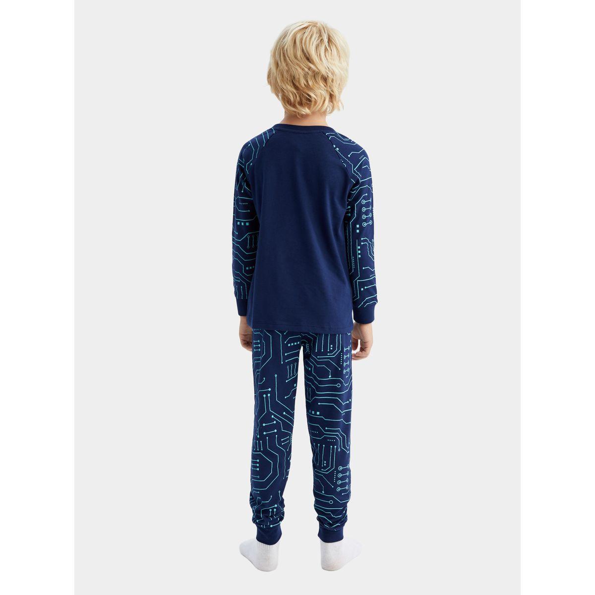 DeFacto X Styli  Graphic Print Cotton Long Sleeves T-Shirt & Pyjama Set-boys-clothing-nightwear-image-6