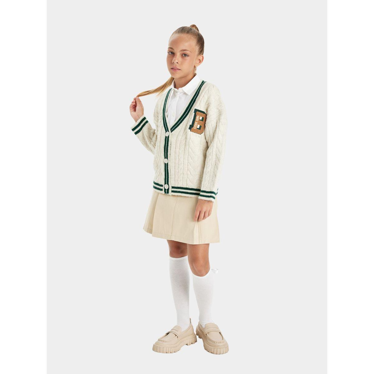 DeFacto X Styli  Elasticated Waist Front Pleated Mini Skirt-girls-clothing-bottoms-skirts-image-4