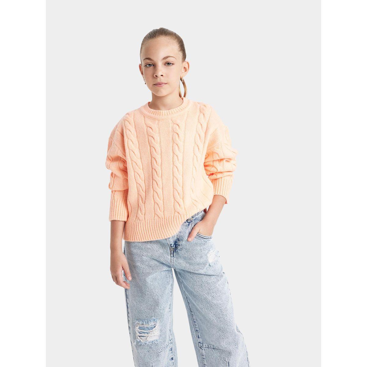 سويتر محبوك بقصة عادية وياقة دائرية ديفاكتو × ستايلي-girls-clothing-jumpersandcardigans-image-1