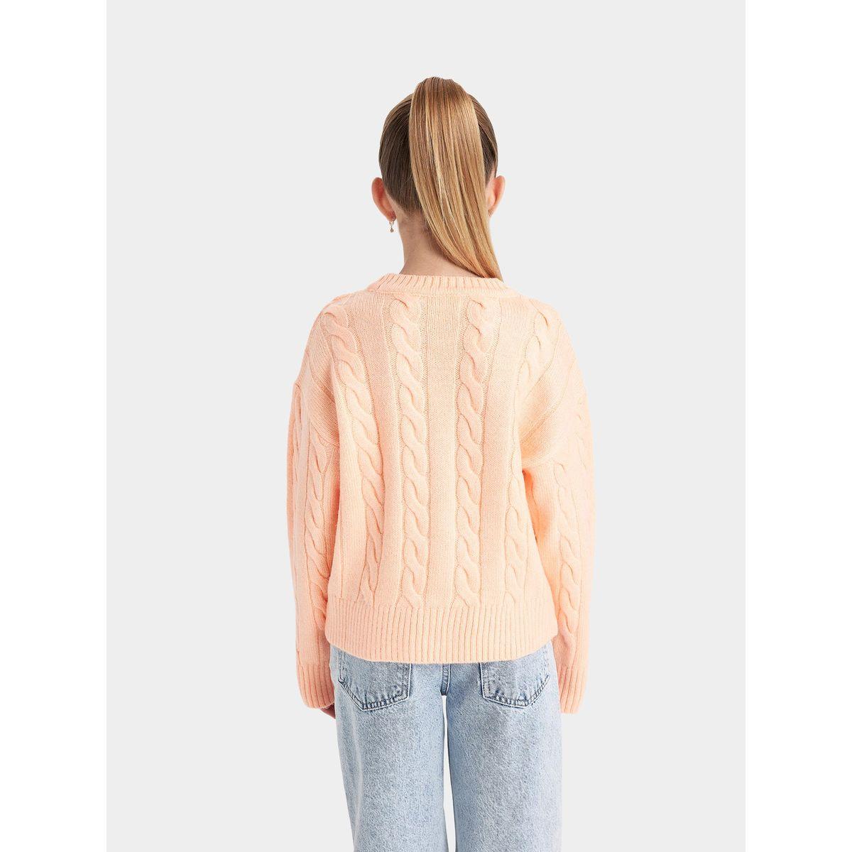 سويتر محبوك بقصة عادية وياقة دائرية ديفاكتو × ستايلي-girls-clothing-jumpersandcardigans-image-3