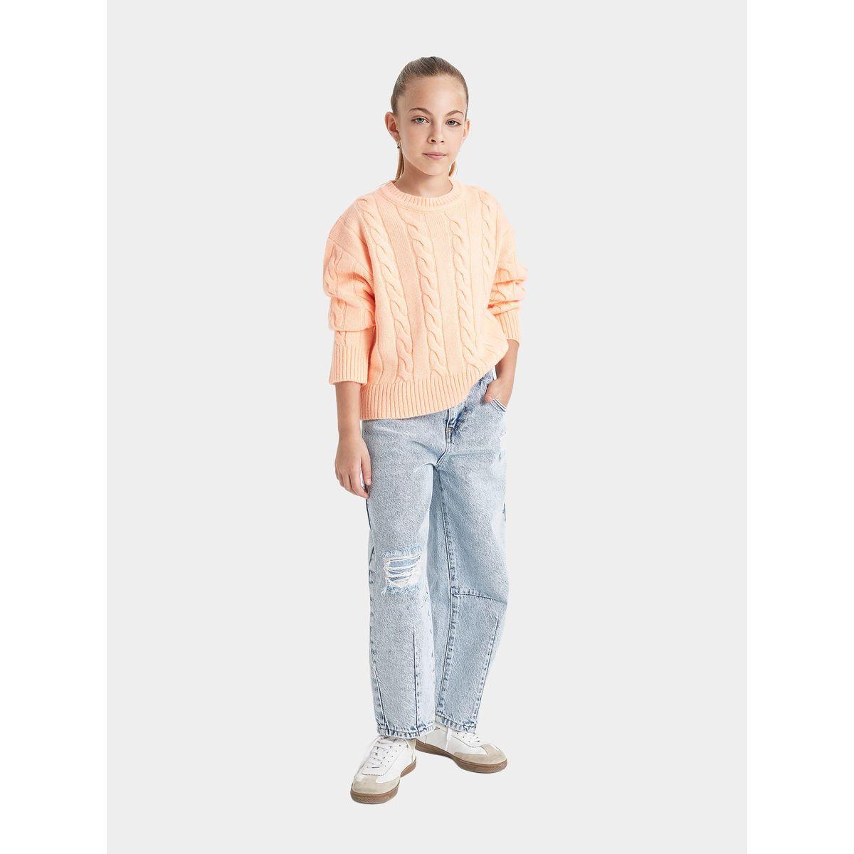 DeFacto X Styli  Regular Fit Crew Neck Cable Knit Sweater-girls-clothing-jumpersandcardigans-image-4