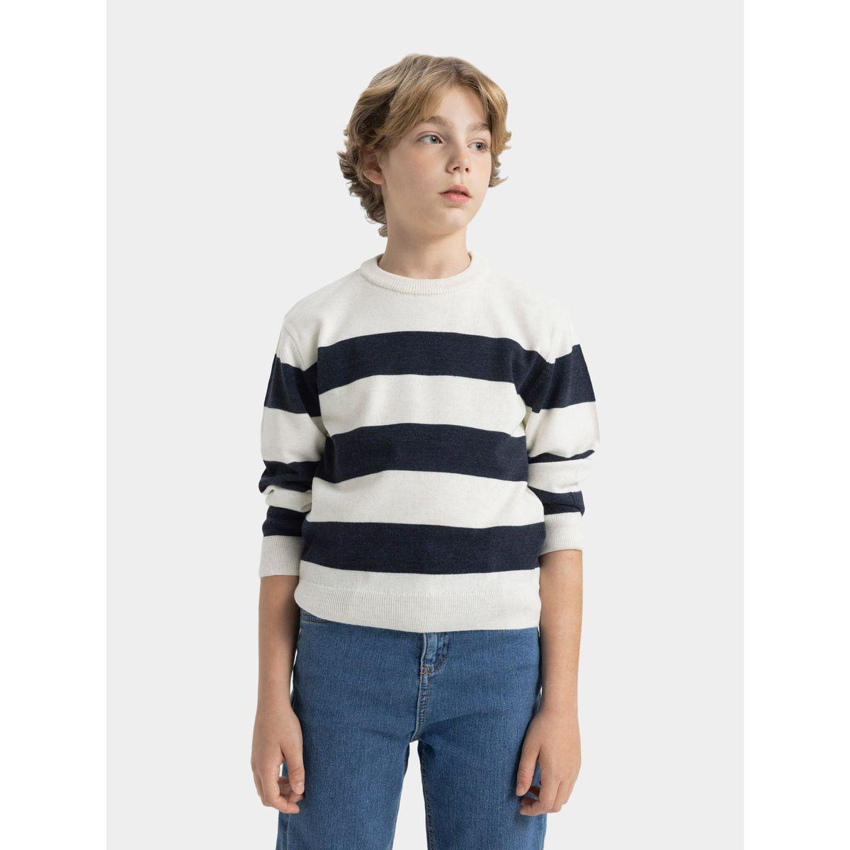 DeFacto X Styli  Regular Fit Crew Neck Striped Knit Sweater-boys-clothing-jumpersandcardigans-image-4