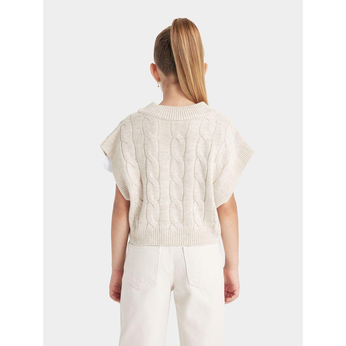 DeFacto X Styli  Oversized V-Neck Knit Sweater Vest-girls-clothing-jumpersandcardigans-image-4