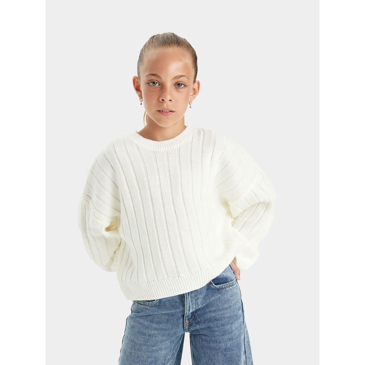 DeFacto X Styli  Textured Oversized Round Neck Knit Sweater-girls-clothing-jumpersandcardigans-image-2