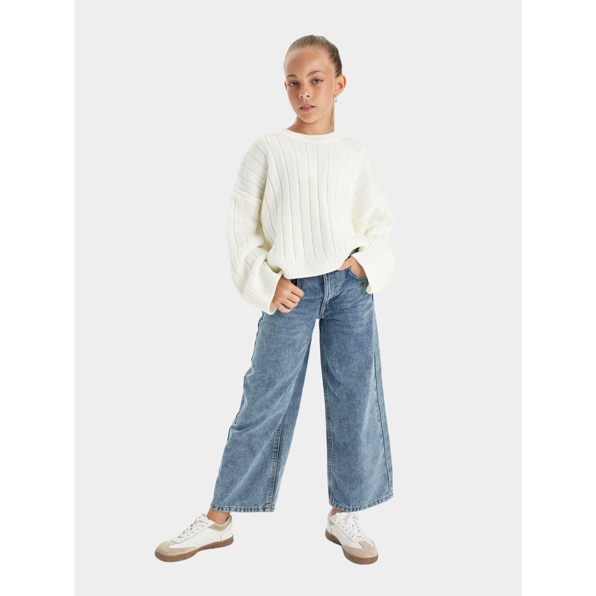DeFacto X Styli  Textured Oversized Round Neck Knit Sweater-girls-clothing-jumpersandcardigans-image-5