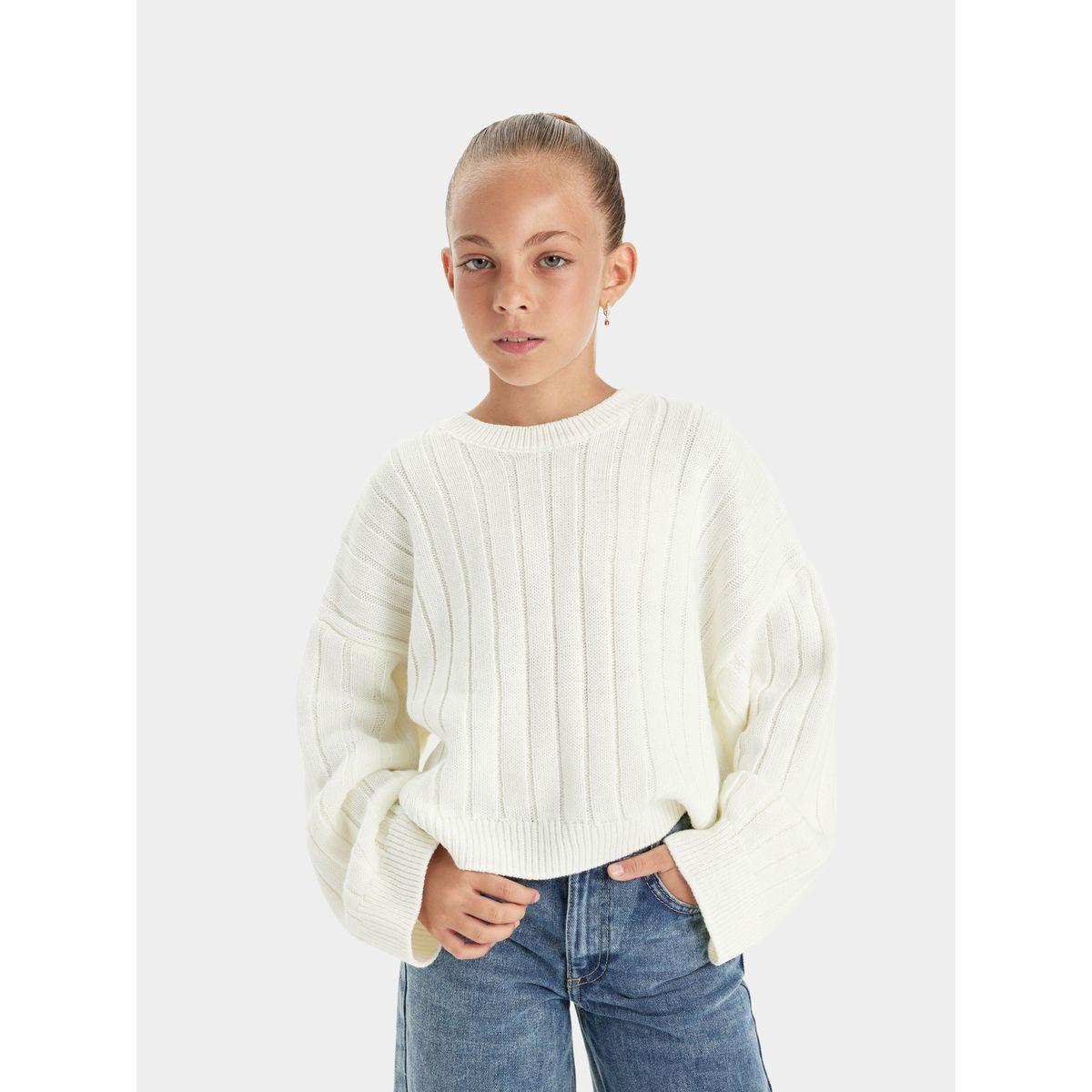DeFacto X Styli  Textured Oversized Round Neck Knit Sweater-girls-clothing-jumpersandcardigans-image-6