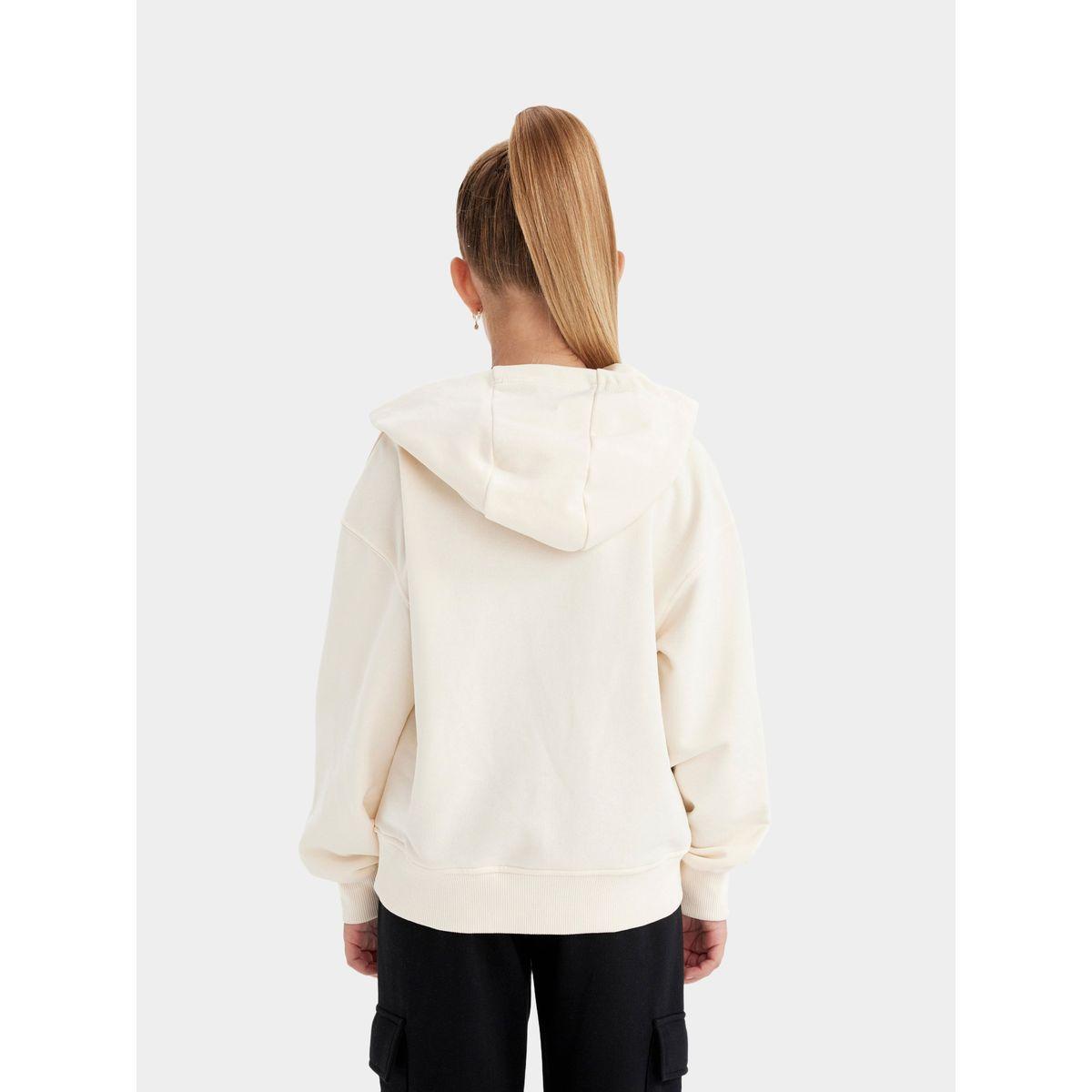 سويت شيرت بطبعة كتابة وياقة هودي مع جيوب ديفاكتو × ستايلي-girls-clothing-sweatshirts-image-3