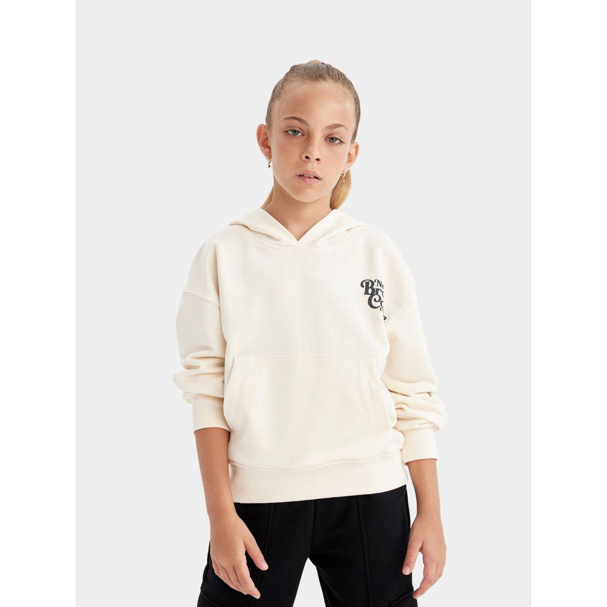 DeFacto X Styli  Regular Fit Slogan Print Hooded Sweatshirt with Pocket-girls-clothing-sweatshirts-image-4