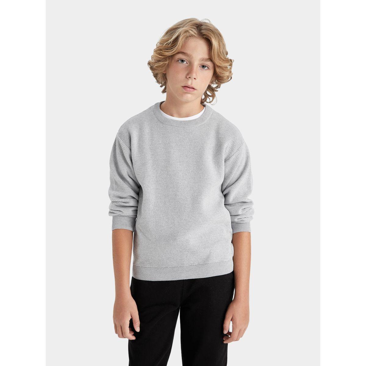 DeFacto X Styli  Regular Fit Cre Neck Basic Knit Sweater-boys-clothing-jumpersandcardigans-image-3