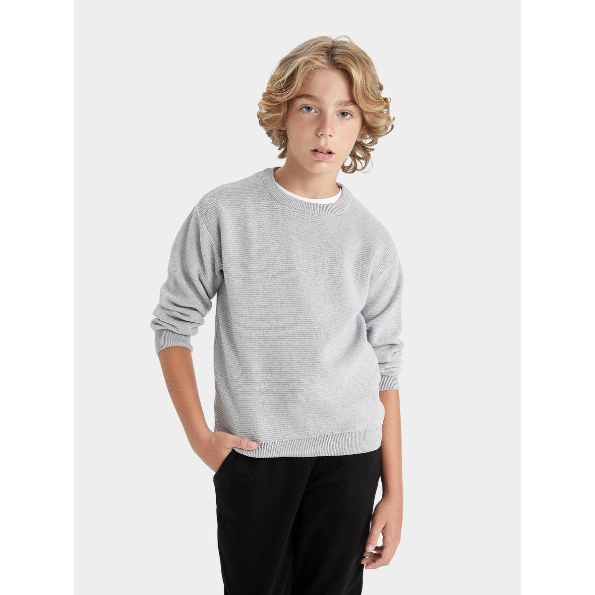 DeFacto X Styli  Regular Fit Cre Neck Basic Knit Sweater-boys-clothing-jumpersandcardigans-image-4