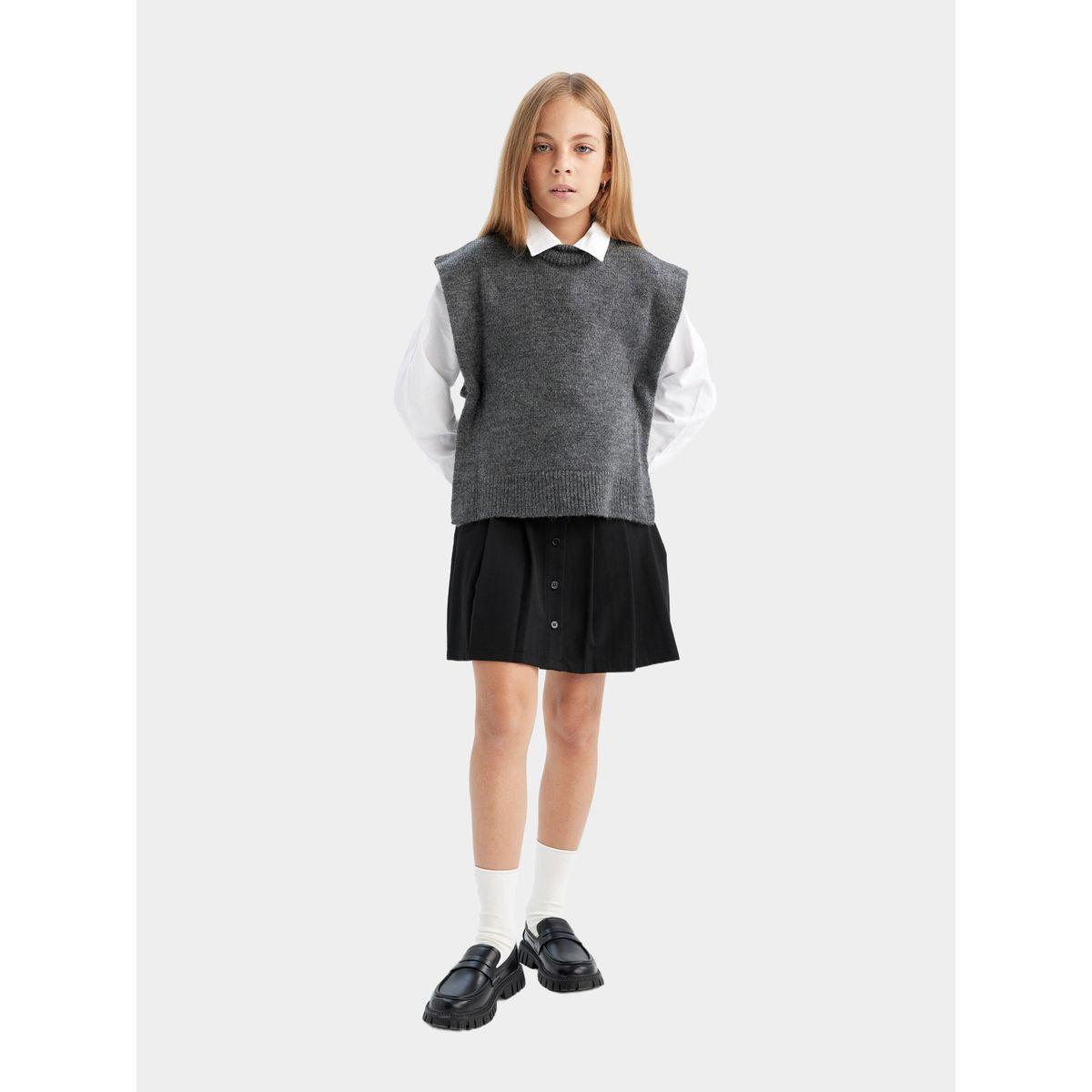 سويتر بنمط فيست بقصة عادية وياقة دائرية ديفاكتو × ستايلي-girls-clothing-jumpersandcardigans-image-5