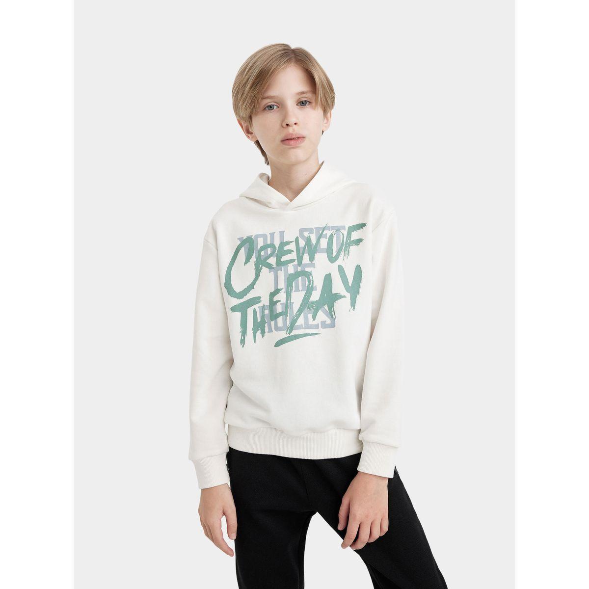 سويت شيرت بطبعة جرافيك وياقة هودي ديفاكتو × ستايلي-boys-clothing-winterwear-sweatshirts-image-2
