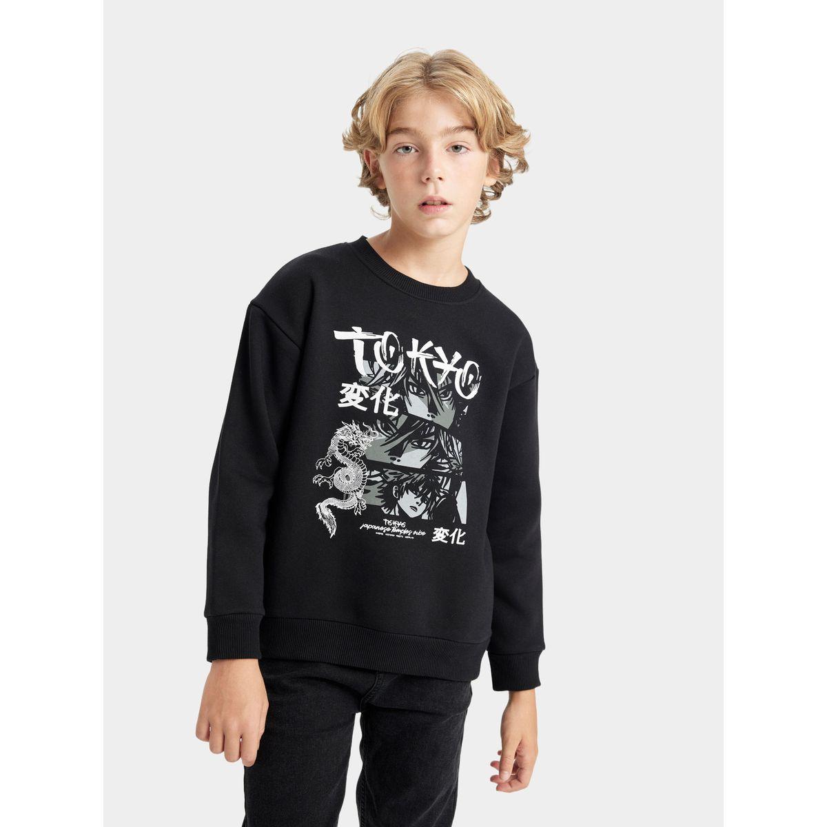 DeFacto X Styli  Oversized Graphic Print Crew Neck Sweatshirt-boys-clothing-sweatshirts-image-3