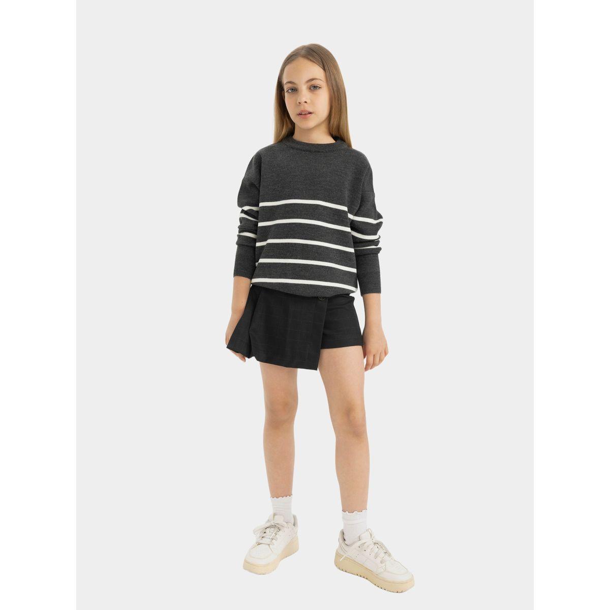 DeFacto X Styli  Regular Fit Striped Crew Neck Knit Sweater-girls-clothing-jumpersandcardigans-image-2
