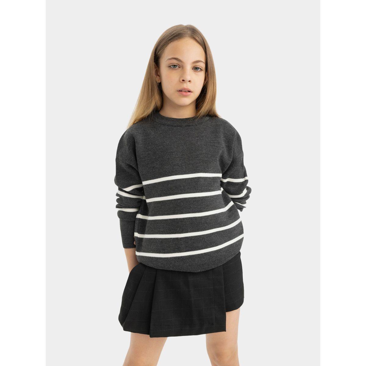 DeFacto X Styli  Regular Fit Striped Crew Neck Knit Sweater-girls-clothing-jumpersandcardigans-image-3