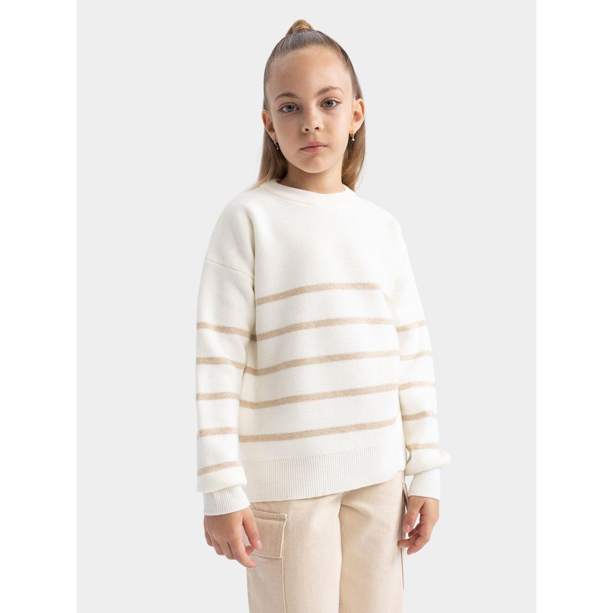 DeFacto Regular Fit Striped Crew Neck Knit Sweater-girls-clothing-jumpersandcardigans-image-2
